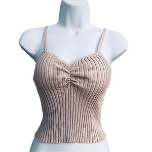 New Olive + Oak Tank Top knit Adjustable Straps Ruched Bust Sz Small 17” length